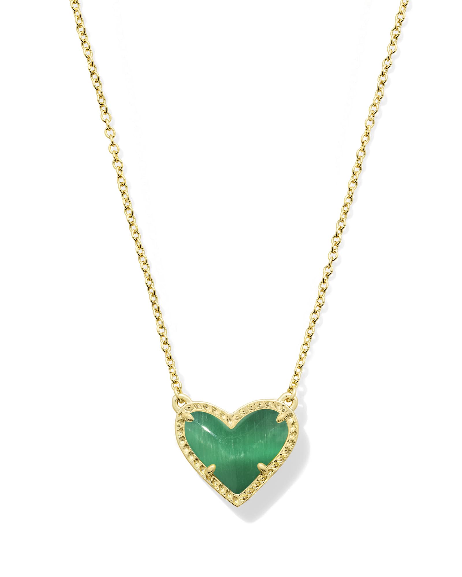 Kendra Scott Ari Heart Gold Pendant Necklace | Cat's Eye Glass