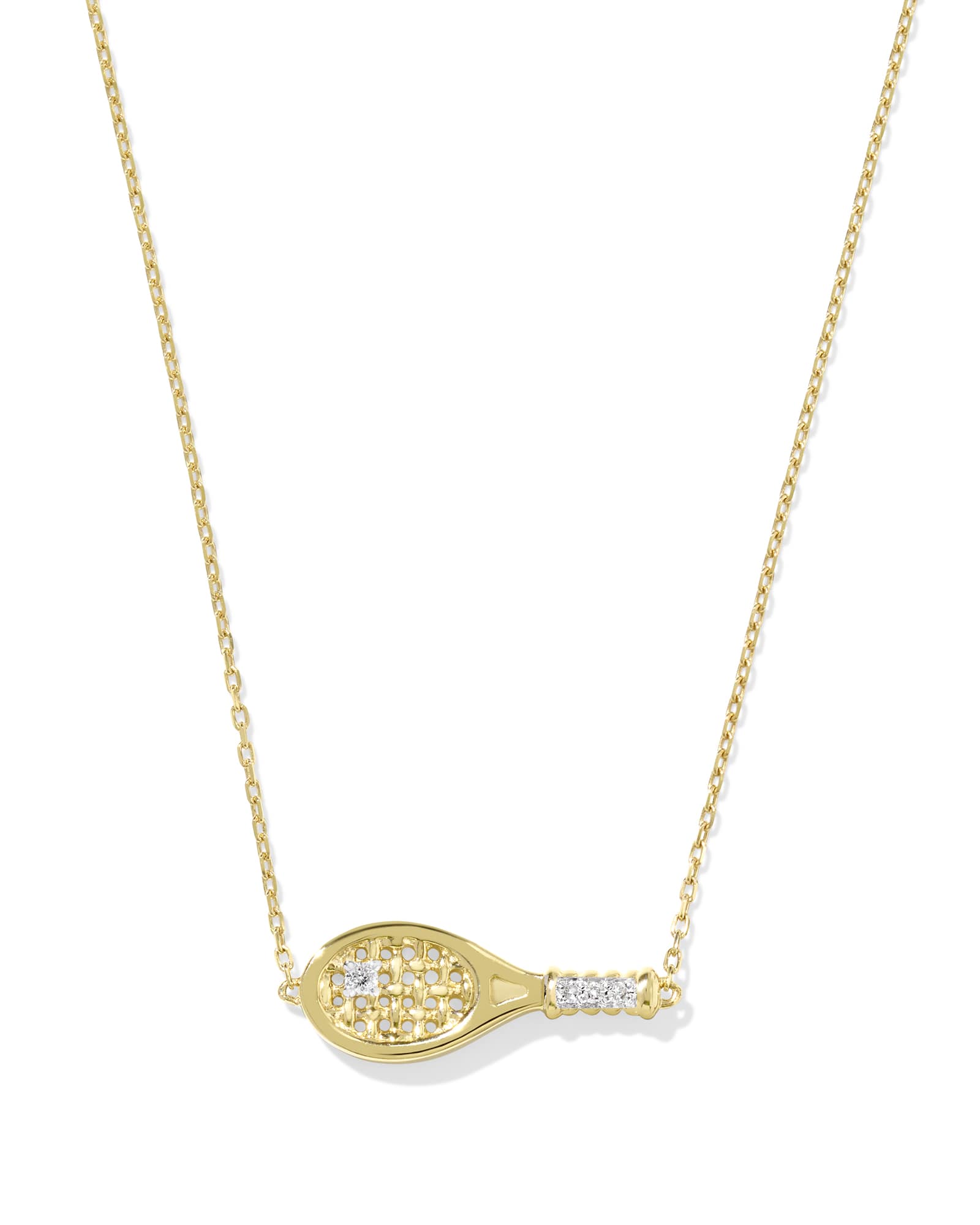 Kendra Scott Diamond Accent Tennis Racket 14k Yellow Gold Necklace | Diamonds