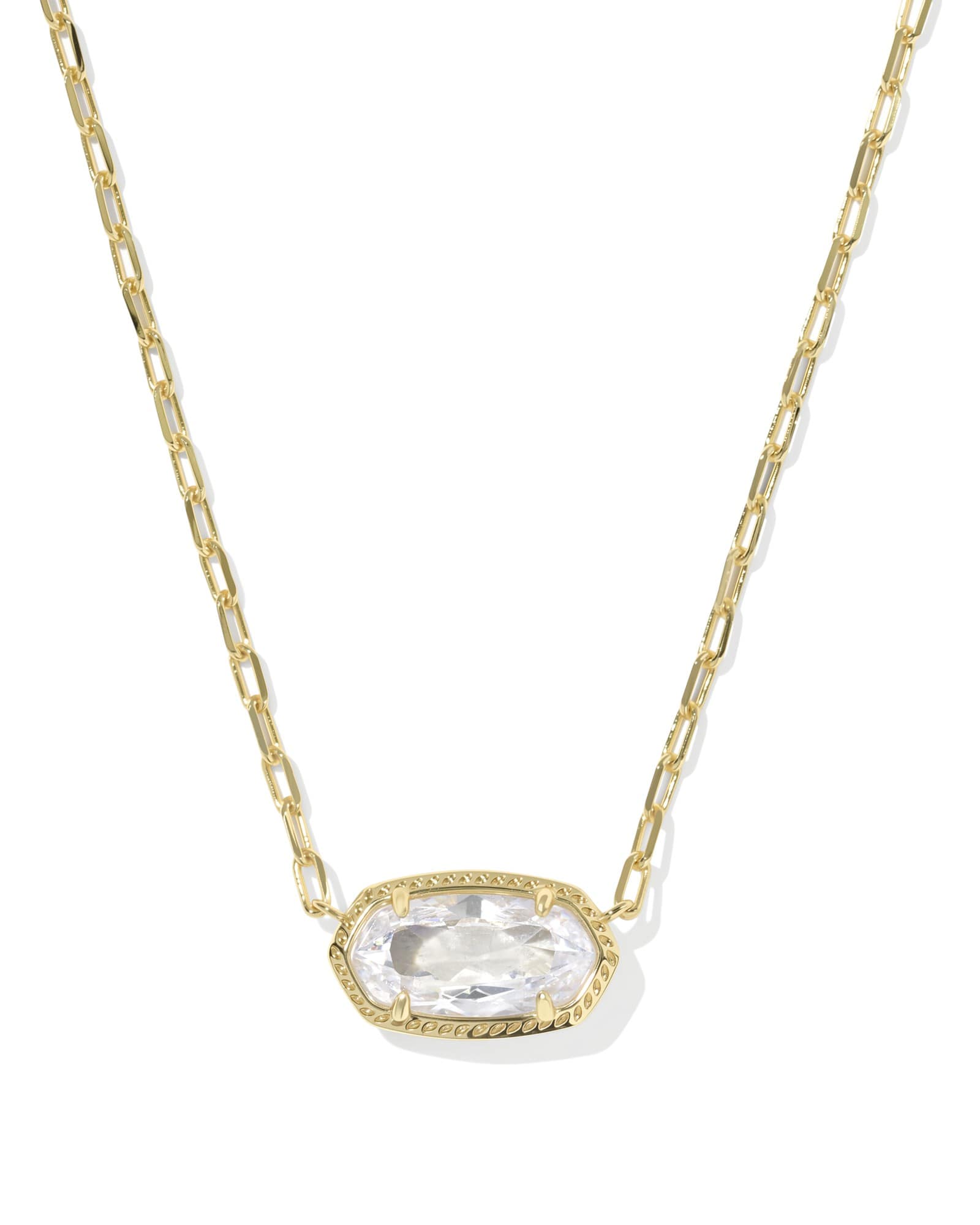 Kendra Scott Elisa Luxe Gold Short Pendant Necklace | Cubic Zirconia