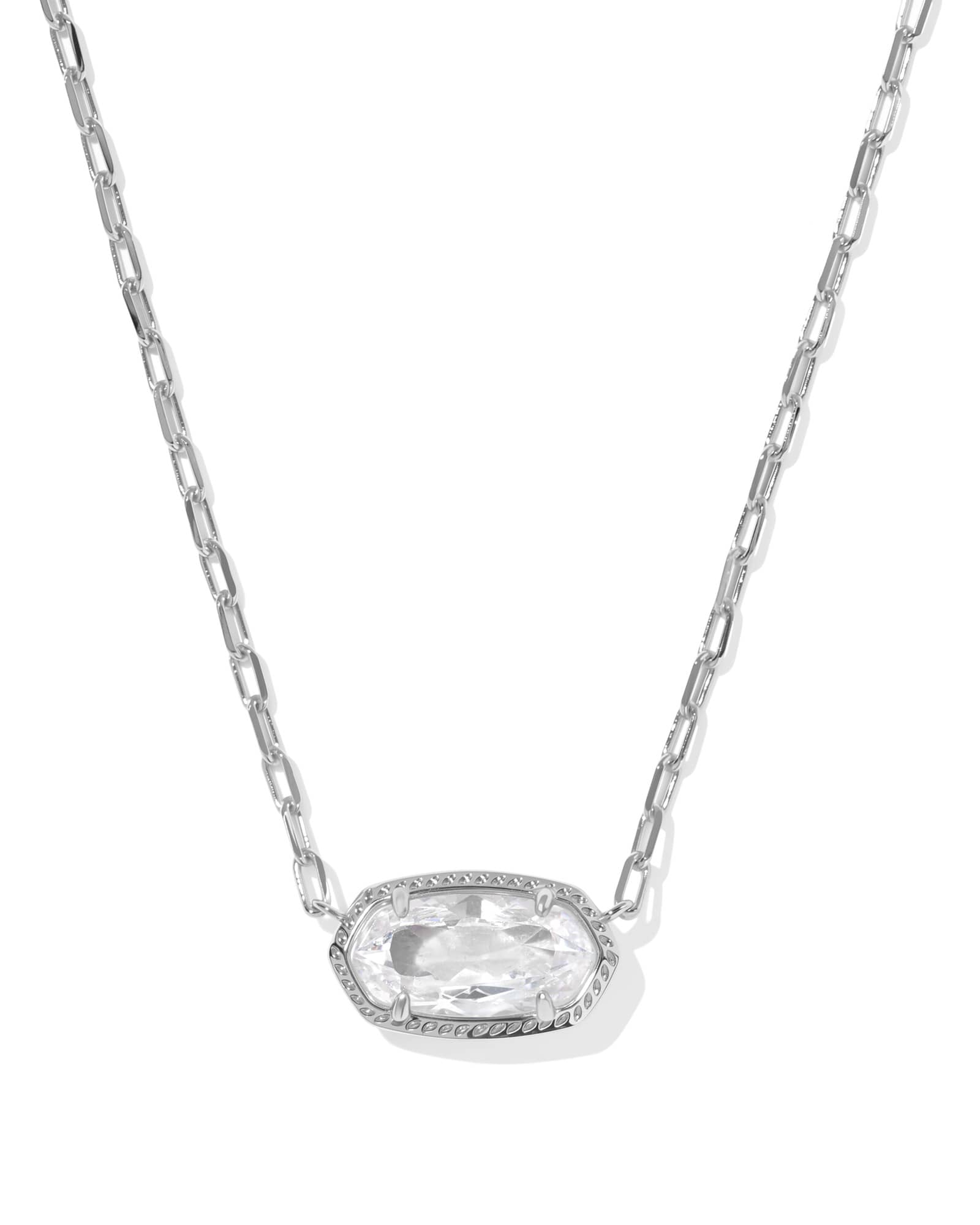 Kendra Scott Elisa Luxe Silver Short Pendant Necklace | Cubic Zirconia/Metal Rhodium
