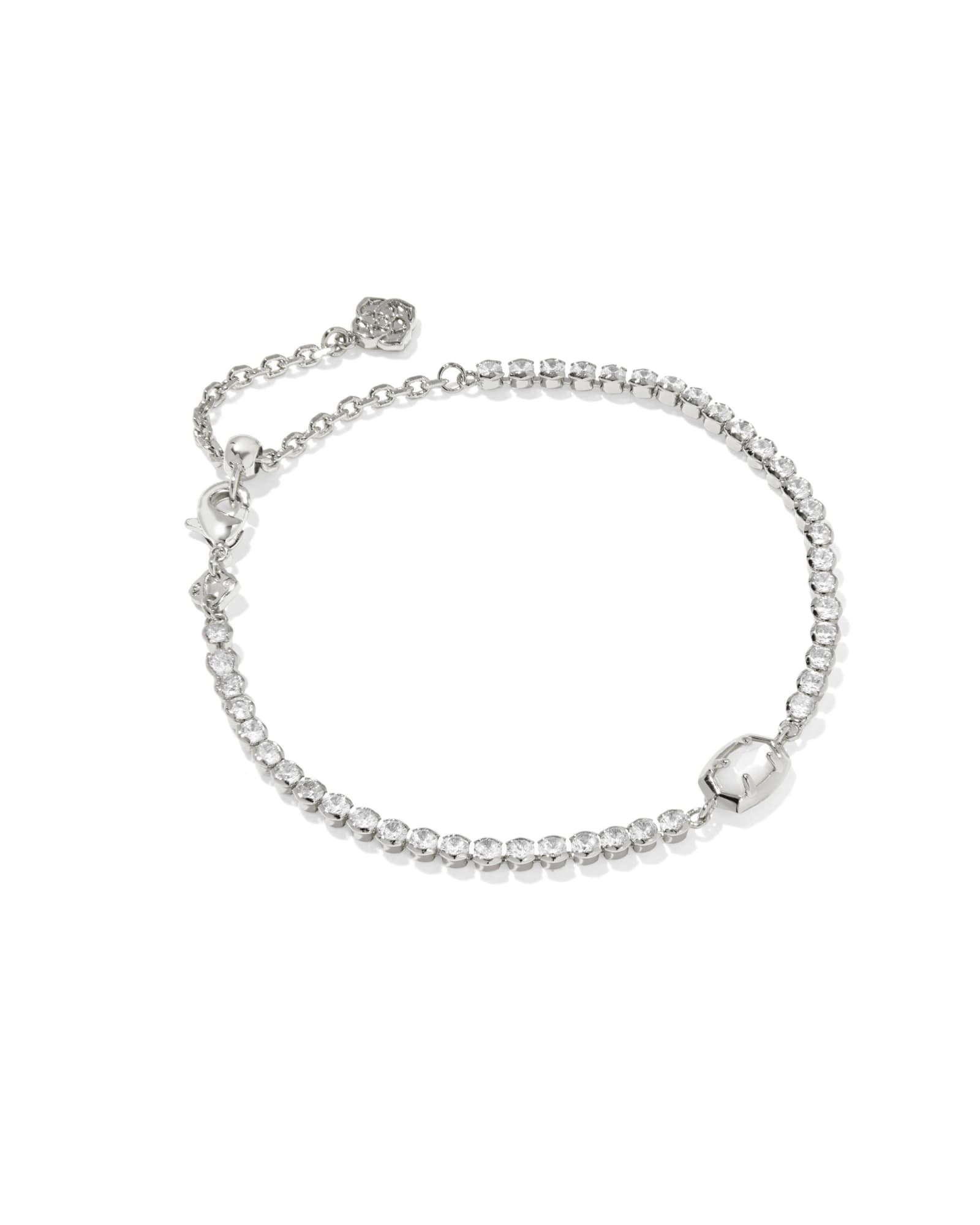 Kendra Scott Emilie Silver Tennis Bracelet | Mother Of Pearl/Metal Rhodium