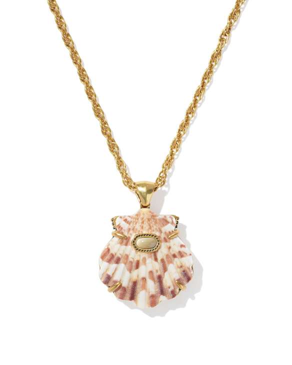 Lucia Shell Vintage Gold Short Pendant Necklace