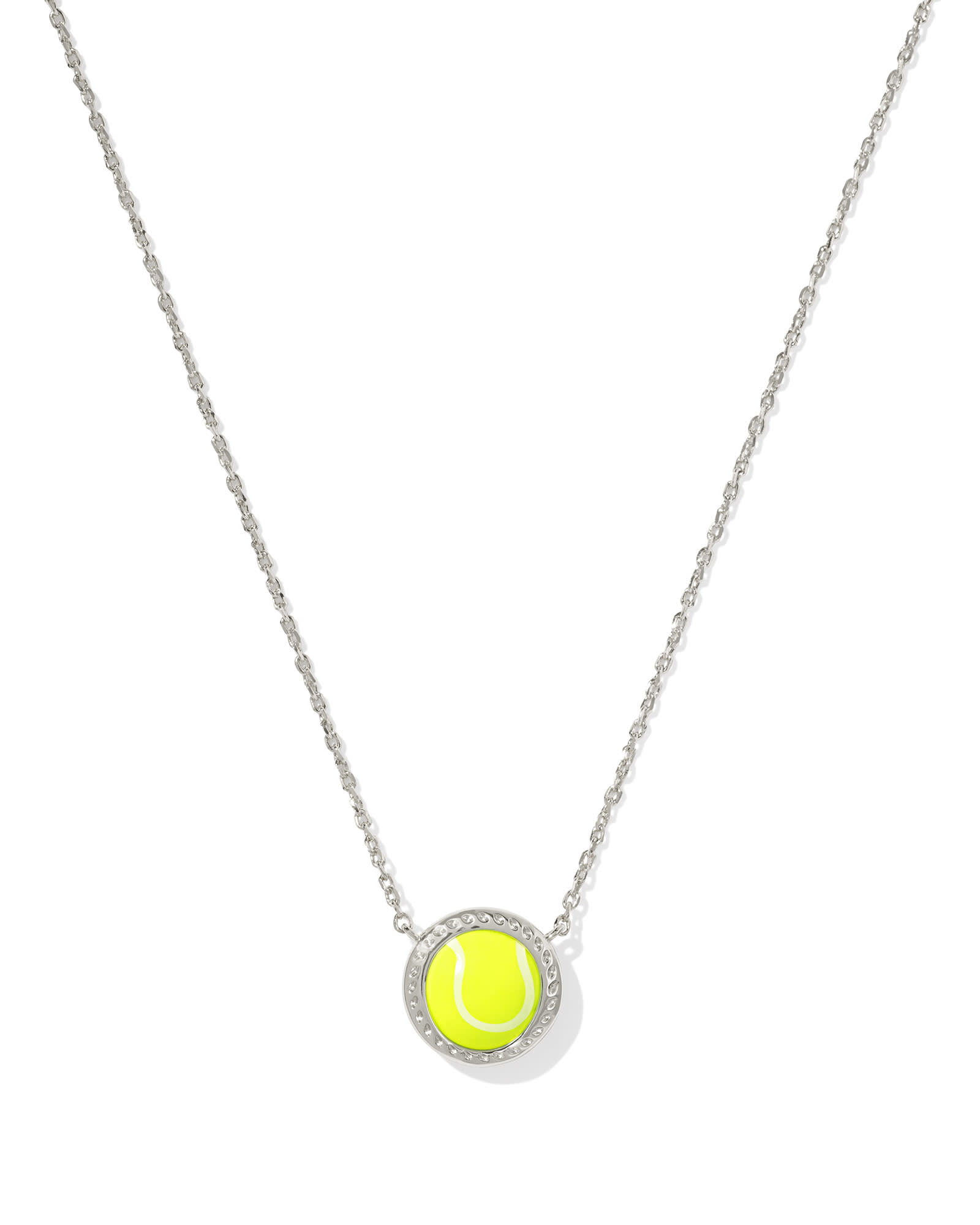 Kendra Scott Tennis Silver Short Pendant Necklace in Chartreuse Magnesite | Magnesite/Metal Rhodium